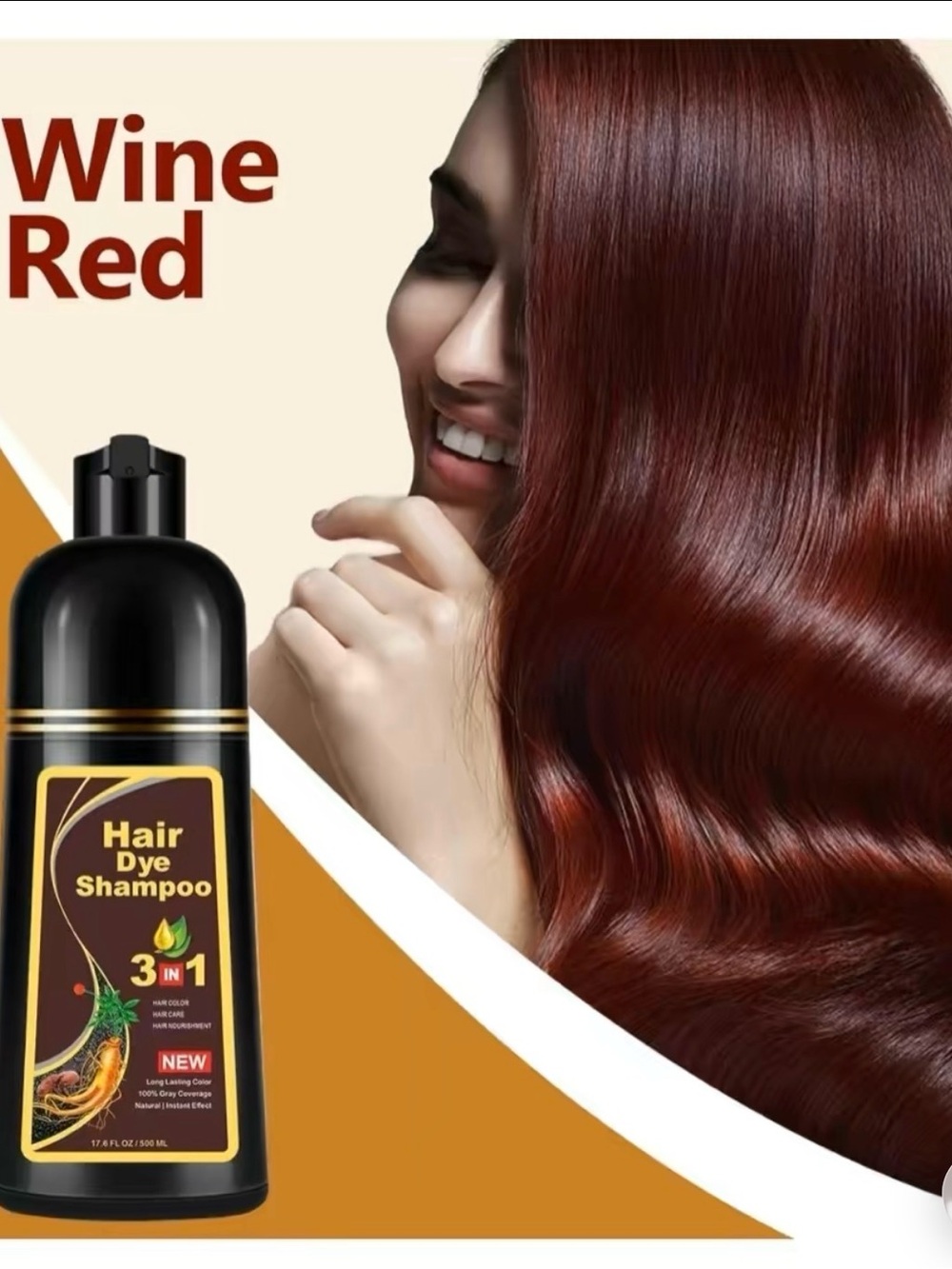 Hair Dye Shampoo 3-in-1 in Wine Red – Color-Enhancing Shampoo